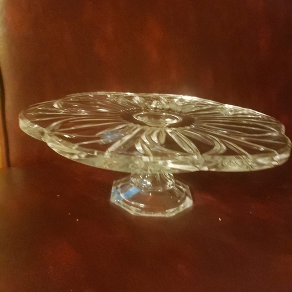 Block Crystal Wyndham Cake Stand Plate 11 3/4" - Picture 2 of 4